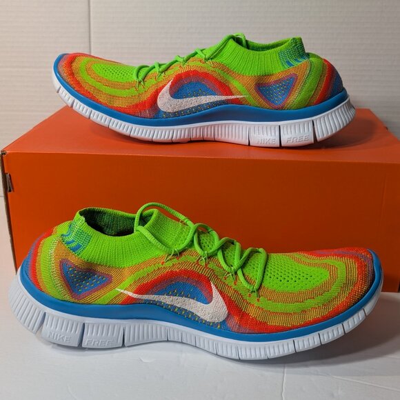 Nike Free 5.0 Flyknit Rainbow‎ 'Electric Green' Size 12.5 Style 615805-316 NEW!! - Picture 2 of 9